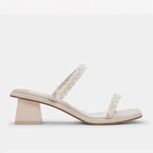 Dolce Vita Pearl-Strap Cream Block Heel Sandal